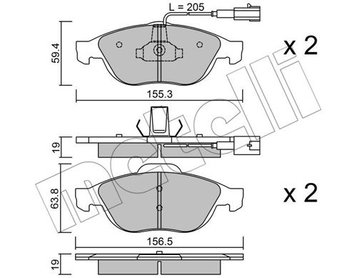 Bremsbelagsatz, Scheibenbremse Vorderachse Metelli 22-0220-0 von Metelli