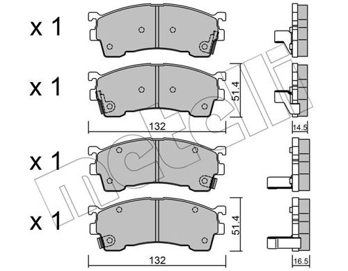 Bremsbelagsatz, Scheibenbremse Vorderachse Metelli 22-0223-0 von Metelli