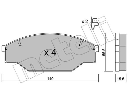 Bremsbelagsatz, Scheibenbremse Vorderachse Metelli 22-0227-0 von Metelli