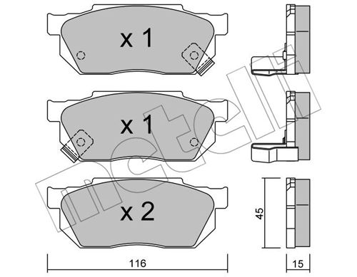 Bremsbelagsatz, Scheibenbremse Vorderachse Metelli 22-0247-1 von Metelli