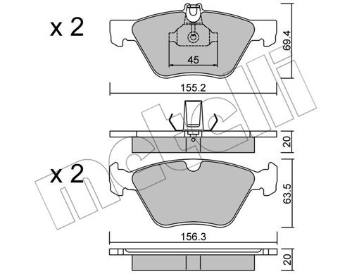 Bremsbelagsatz, Scheibenbremse Vorderachse Metelli 22-0252-0 von Metelli