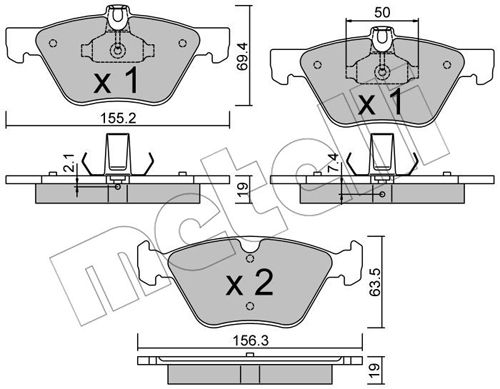 Bremsbelagsatz, Scheibenbremse Vorderachse Metelli 22-0252-1 von Metelli