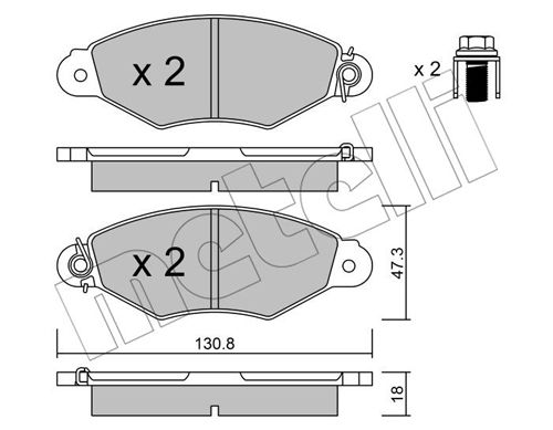 Bremsbelagsatz, Scheibenbremse Vorderachse Metelli 22-0253-0 von Metelli