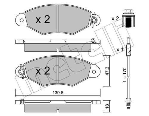 Bremsbelagsatz, Scheibenbremse Vorderachse Metelli 22-0253-1 von Metelli