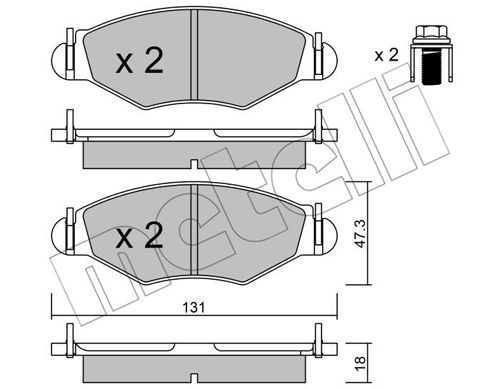 Bremsbelagsatz, Scheibenbremse Vorderachse Metelli 22-0254-0 von Metelli