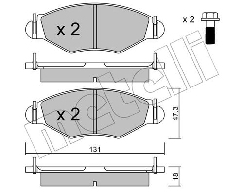 Bremsbelagsatz, Scheibenbremse Vorderachse Metelli 22-0254-1 von Metelli