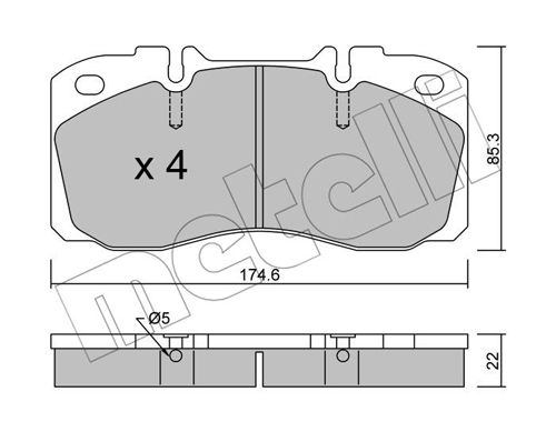 Bremsbelagsatz, Scheibenbremse Vorderachse Metelli 22-0268-0 von Metelli