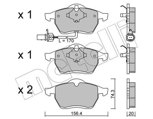 Bremsbelagsatz, Scheibenbremse Vorderachse Metelli 22-0279-1 von Metelli