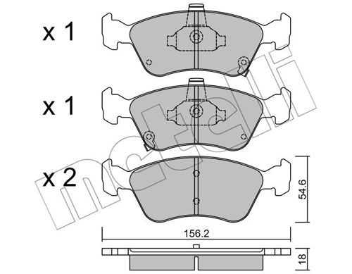 Bremsbelagsatz, Scheibenbremse Vorderachse Metelli 22-0287-0 von Metelli