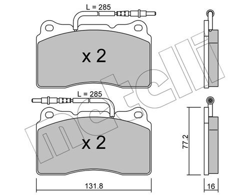 Bremsbelagsatz, Scheibenbremse Vorderachse Metelli 22-0288-2 von Metelli