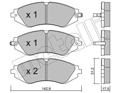 Bremsbelagsatz, Scheibenbremse Vorderachse Metelli 22-0294-0 von Metelli