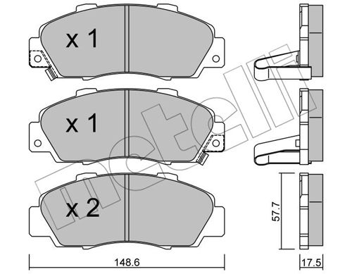 Bremsbelagsatz, Scheibenbremse Vorderachse Metelli 22-0298-0 von Metelli