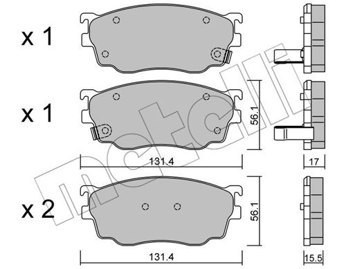 Bremsbelagsatz, Scheibenbremse Vorderachse Metelli 22-0301-0 von Metelli