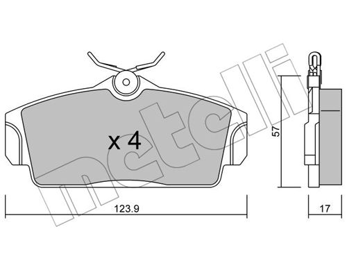 Bremsbelagsatz, Scheibenbremse Vorderachse Metelli 22-0305-0 von Metelli