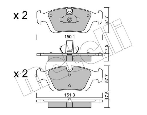 Bremsbelagsatz, Scheibenbremse Vorderachse Metelli 22-0312-0 von Metelli