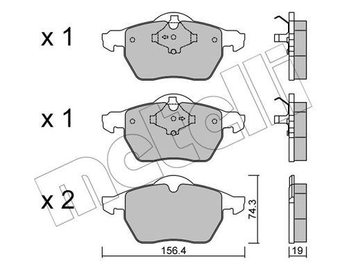 Bremsbelagsatz, Scheibenbremse Vorderachse Metelli 22-0314-1 von Metelli