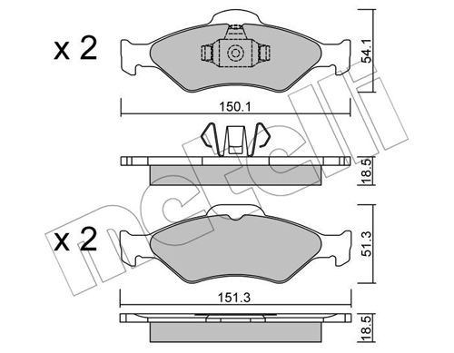 Bremsbelagsatz, Scheibenbremse Vorderachse Metelli 22-0315-0 von Metelli