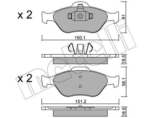 Bremsbelagsatz, Scheibenbremse Vorderachse Metelli 22-0316-0 von Metelli