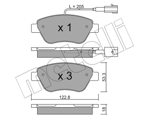 Bremsbelagsatz, Scheibenbremse Vorderachse Metelli 22-0321-0 von Metelli