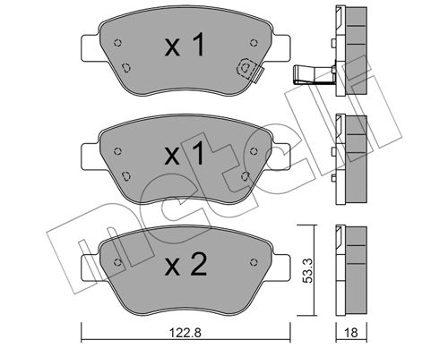 Bremsbelagsatz, Scheibenbremse Vorderachse Metelli 22-0321-2 von Metelli