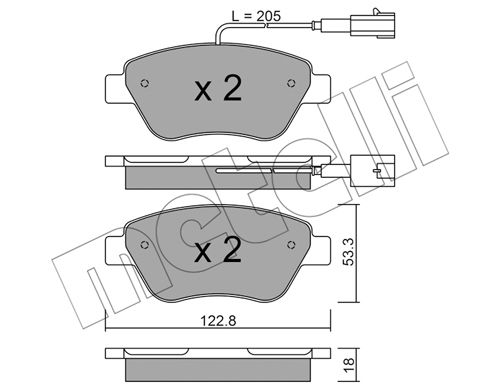 Bremsbelagsatz, Scheibenbremse Vorderachse Metelli 22-0321-3 von Metelli