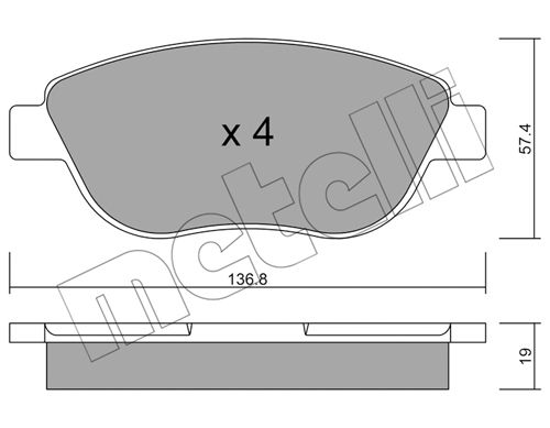 Bremsbelagsatz, Scheibenbremse Vorderachse Metelli 22-0322-1 von Metelli