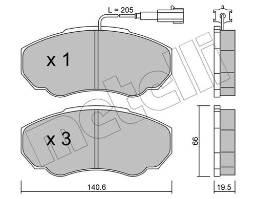 Bremsbelagsatz, Scheibenbremse Vorderachse Metelli 22-0325-0 von Metelli