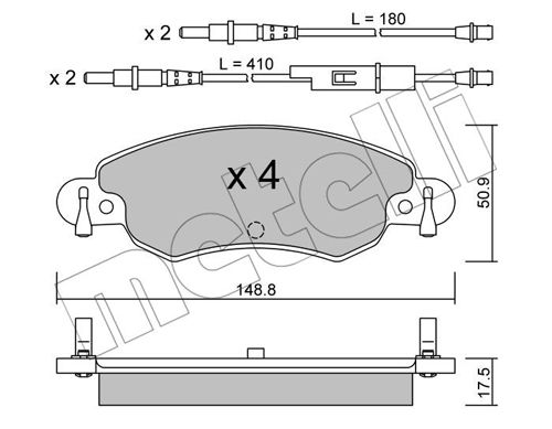 Bremsbelagsatz, Scheibenbremse Vorderachse Metelli 22-0330-0 von Metelli