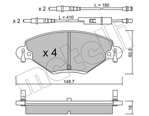 Bremsbelagsatz, Scheibenbremse Vorderachse Metelli 22-0331-0 von Metelli