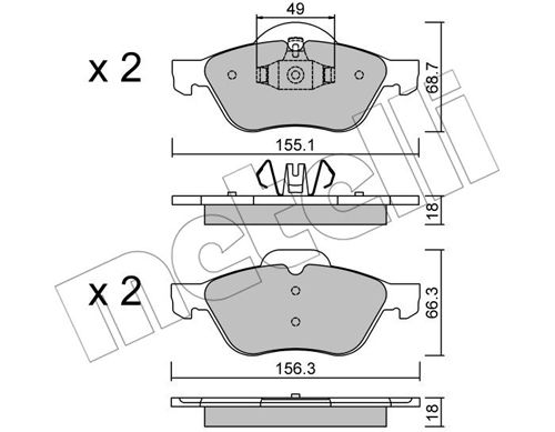 Bremsbelagsatz, Scheibenbremse Vorderachse Metelli 22-0335-1 von Metelli