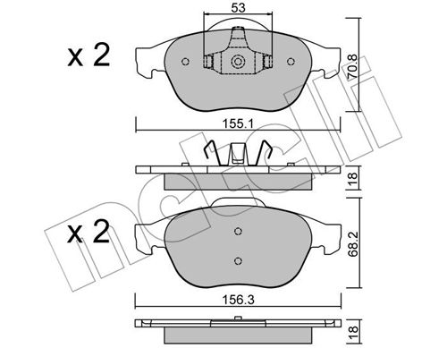 Bremsbelagsatz, Scheibenbremse Vorderachse Metelli 22-0336-0 von Metelli