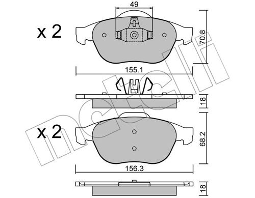 Bremsbelagsatz, Scheibenbremse Vorderachse Metelli 22-0336-2 von Metelli