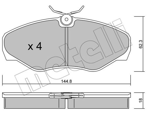 Bremsbelagsatz, Scheibenbremse Vorderachse Metelli 22-0338-2 von Metelli