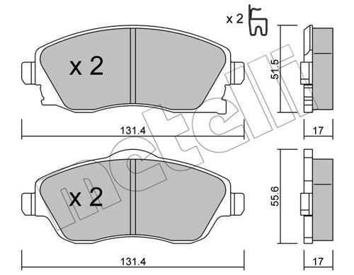 Bremsbelagsatz, Scheibenbremse Vorderachse Metelli 22-0340-0 von Metelli