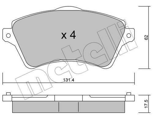 Bremsbelagsatz, Scheibenbremse Vorderachse Metelli 22-0349-0 von Metelli