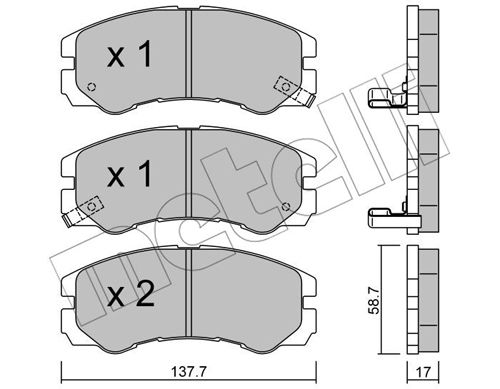 Bremsbelagsatz, Scheibenbremse Vorderachse Metelli 22-0357-0 von Metelli