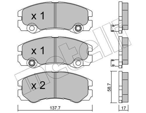 Bremsbelagsatz, Scheibenbremse Vorderachse Metelli 22-0357-1 von Metelli