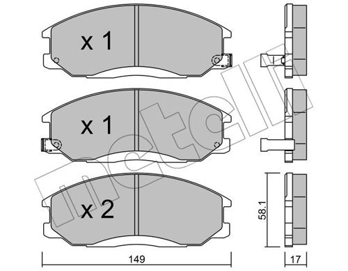 Bremsbelagsatz, Scheibenbremse Vorderachse Metelli 22-0364-0 von Metelli