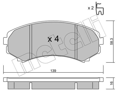 Bremsbelagsatz, Scheibenbremse Vorderachse Metelli 22-0399-0 von Metelli