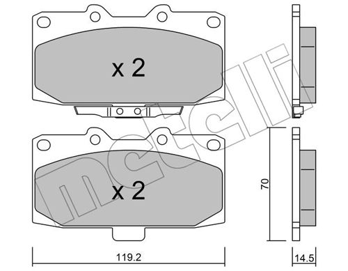 Bremsbelagsatz, Scheibenbremse Vorderachse Metelli 22-0413-0 von Metelli