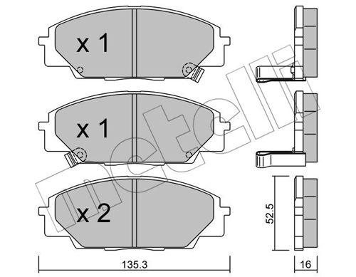 Bremsbelagsatz, Scheibenbremse Vorderachse Metelli 22-0435-0 von Metelli