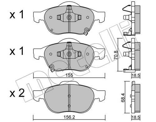 Bremsbelagsatz, Scheibenbremse Vorderachse Metelli 22-0448-0 von Metelli