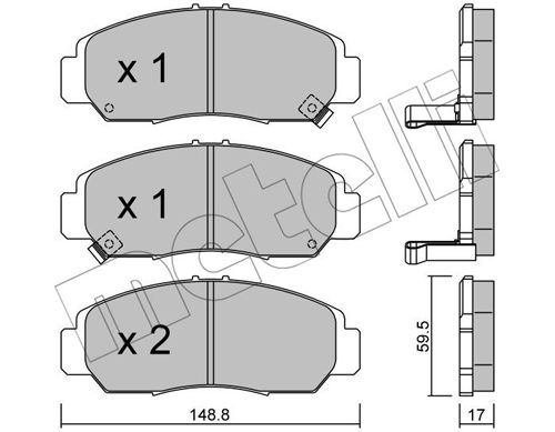 Bremsbelagsatz, Scheibenbremse Vorderachse Metelli 22-0462-0 von Metelli