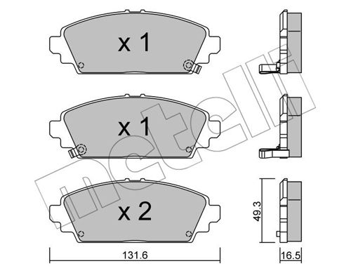 Bremsbelagsatz, Scheibenbremse Vorderachse Metelli 22-0463-0 von Metelli