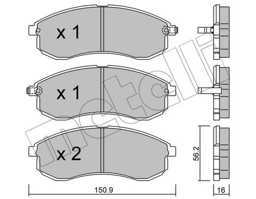 Bremsbelagsatz, Scheibenbremse Vorderachse Metelli 22-0482-0 von Metelli