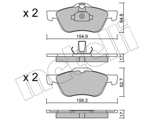 Bremsbelagsatz, Scheibenbremse Vorderachse Metelli 22-0489-0 von Metelli