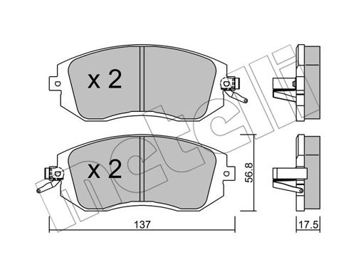 Bremsbelagsatz, Scheibenbremse Vorderachse Metelli 22-0500-1 von Metelli