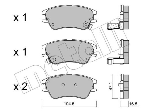 Bremsbelagsatz, Scheibenbremse Vorderachse Metelli 22-0502-0 von Metelli