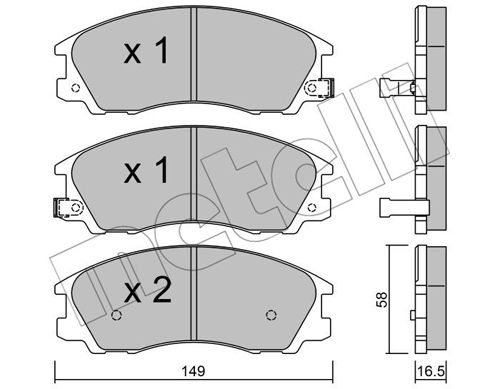 Bremsbelagsatz, Scheibenbremse Vorderachse Metelli 22-0506-0 von Metelli