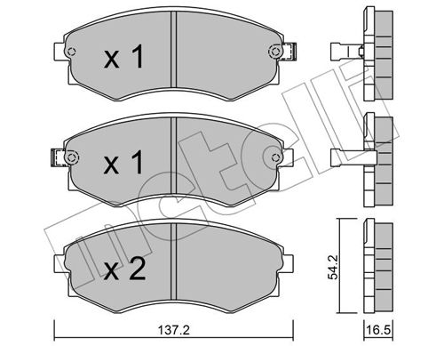 Bremsbelagsatz, Scheibenbremse Vorderachse Metelli 22-0518-0 von Metelli